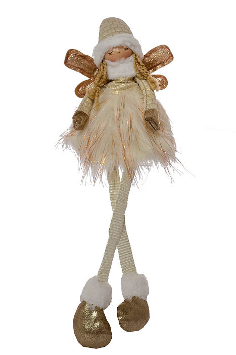 24" Sitting Angel With Light Ivory