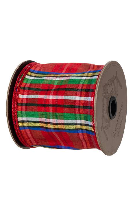 4" X 10yds Faux Dupion Nutcracker Plaid