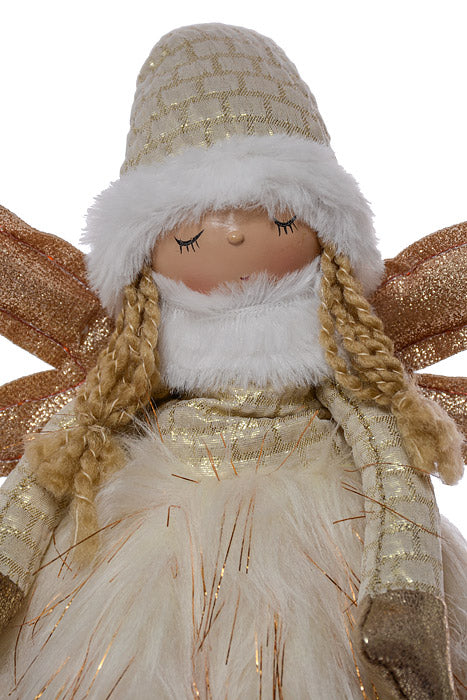 24" Sitting Angel With Light Ivory