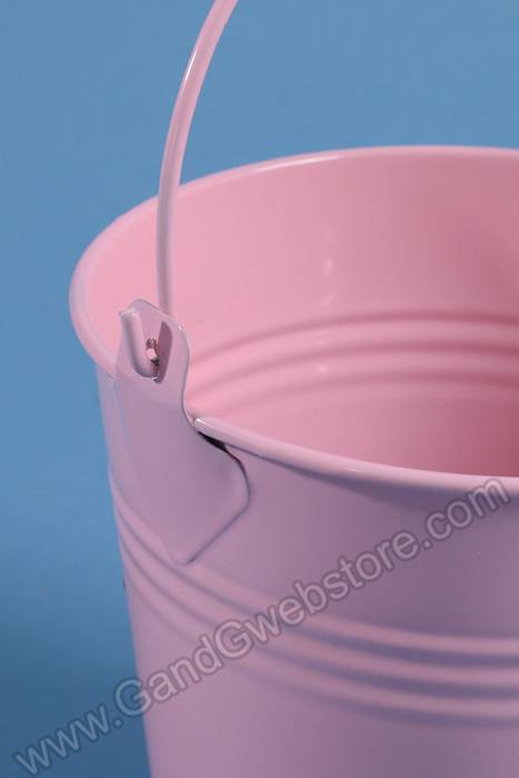 4" X 4.25" Metal Bucket W/ Handle Pink
