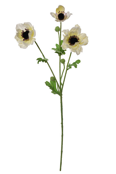 26" Silk Anemone Spray - Cream