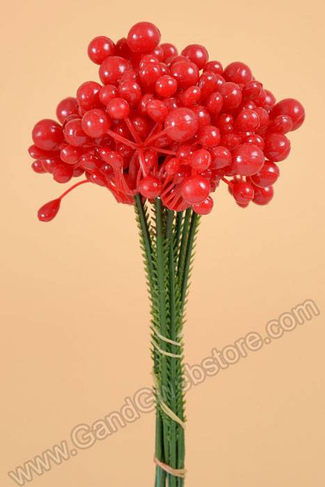 7.5" Lacquered Holly Berry Red Pkg/72