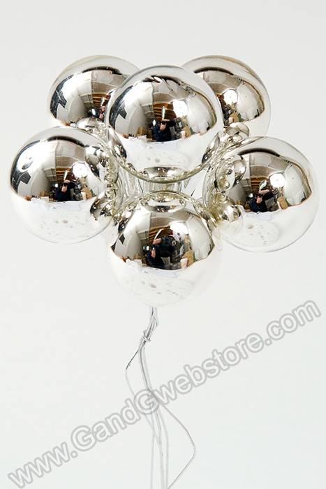 30mm Gloss Glass Ball Ornament Silver Pkg/72