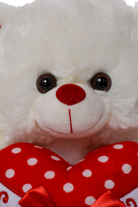 12" Bear with Heart White/Red
