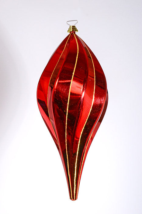 25" Stripe Finial Ornament Red/Gold