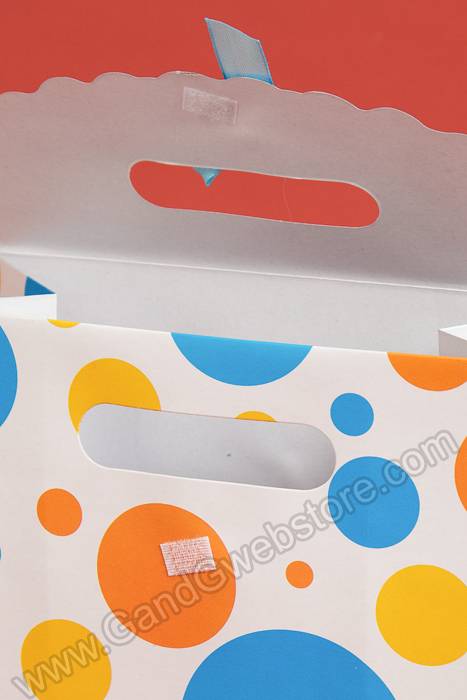 7.5" X 10.5" X 3.5" Paper Gift Bag W/bow Polka Dot Blue Pkg/12