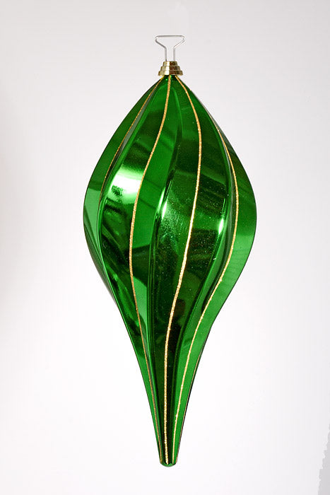 25" Stripe Finial Ornament Green/Gold