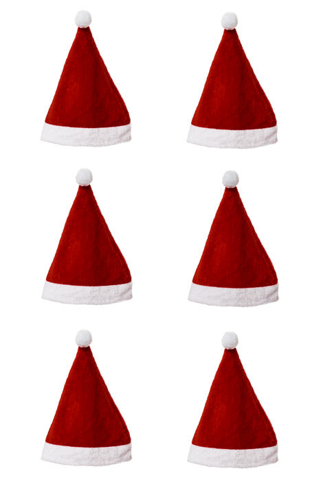 16" Santa Hat Red/White Pkg/6