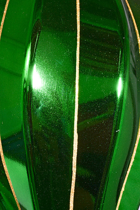 25" Stripe Finial Ornament Green/Gold