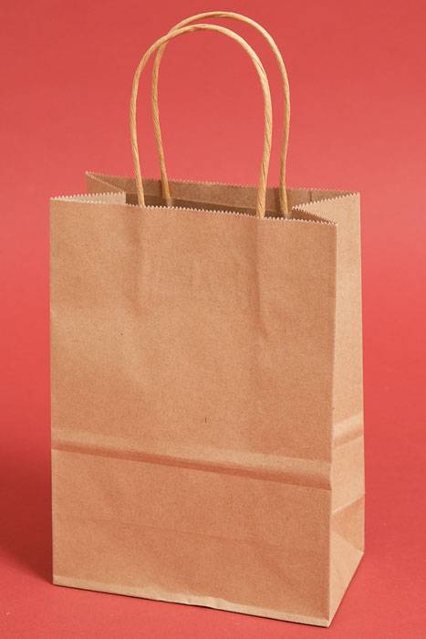6" X 8.25" X 3" Kraft Shopping Bag Natural Pkg/12