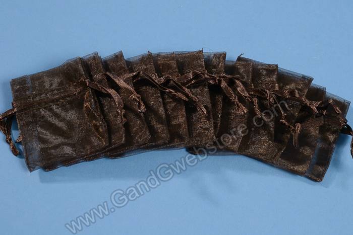 2" X 2.5" Organza Pouches Chocolate Pkg/12