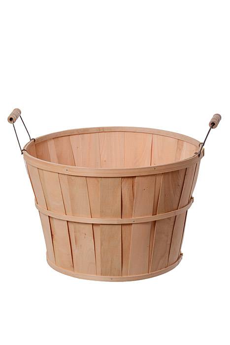 13" X 9" Round Splitwood Bushel W/wire Handle Natural
