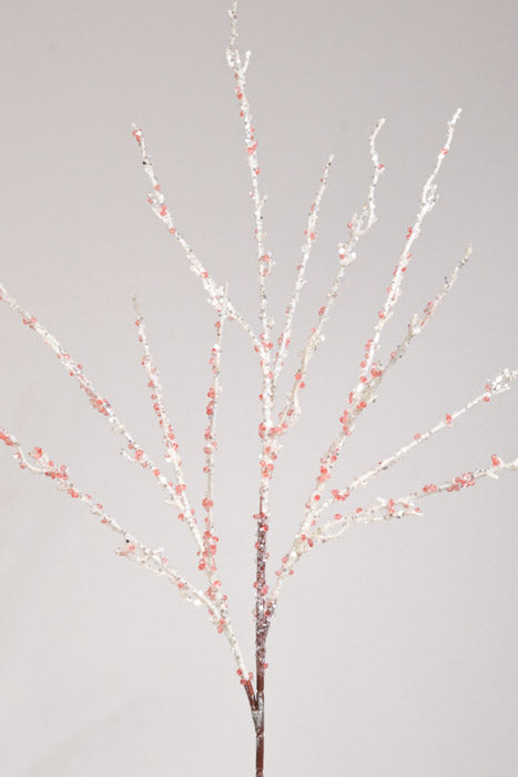35" Sequin Glitter Ice Twig Spray Red/White