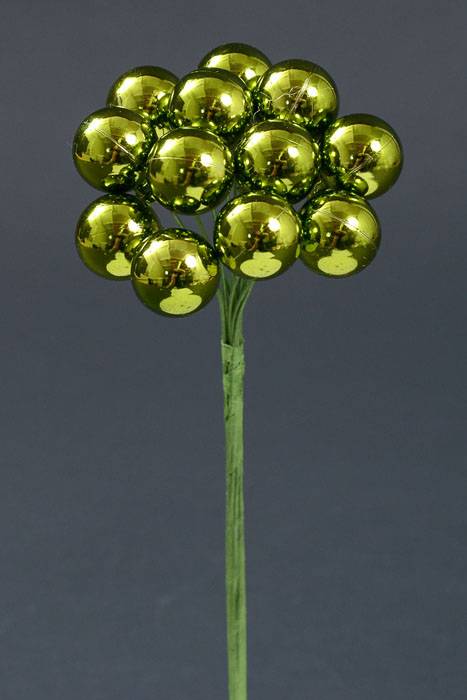 20mm Shiny Stem Ball W/wire Apple Green Pkg/12