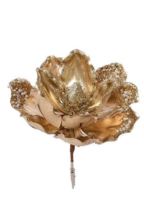 7.5" Magnolia Pick With Clip Champagne