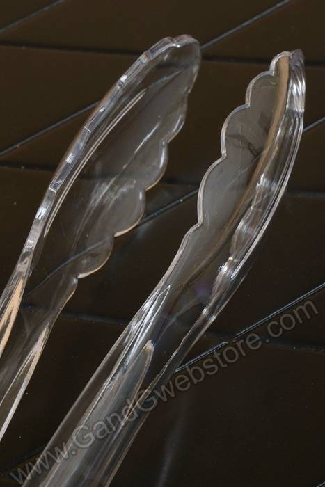 12" Heavy Duty Plastic Scalloped Tong Clear