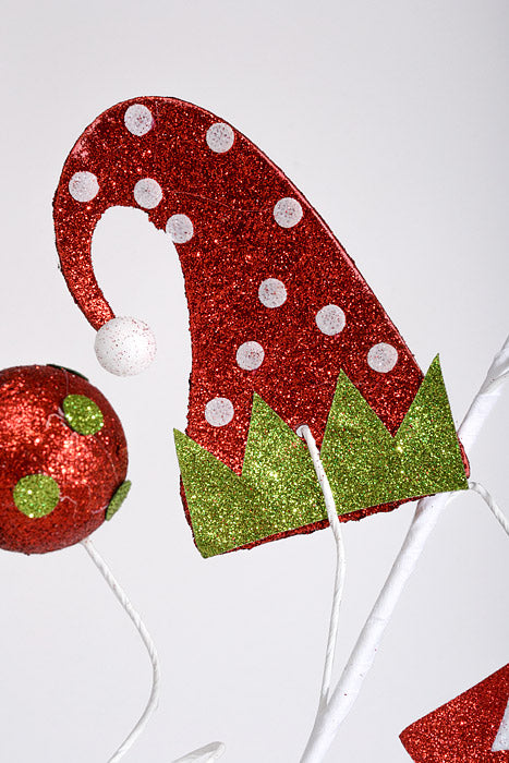 30" Glitter Christmas Cap Spray Red/White/Green