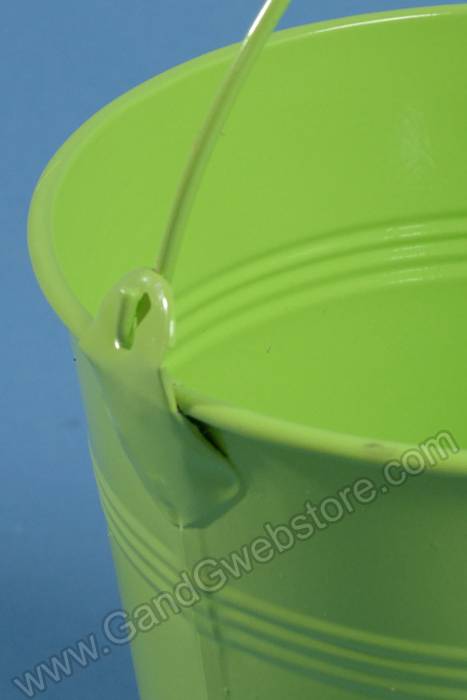 4.75" X 5" Metal Bucket W/handle Apple Green