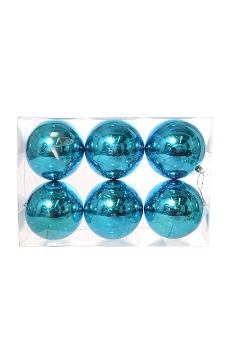 100mm Shiny Plastic Ball Turquoise Box/6