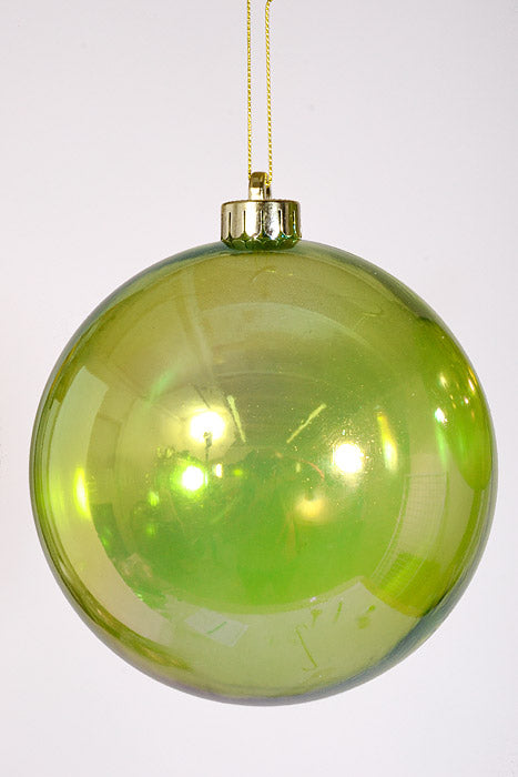 140Mm Clear Ball Ornament Green/Iridescent Pkg/2