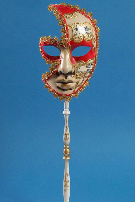 20" Lady Mask W/stick Tan/red/gold