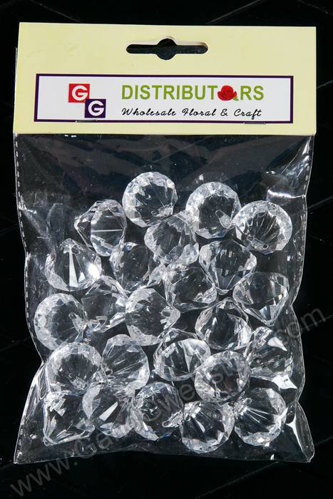 25mm Diamond Acrylic Drop Accessory Clear Pkg/24