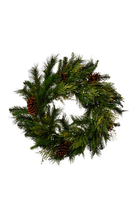 30" Cone Berry Cedar Pine Wreath Green/Brown