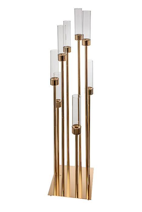 26-50" Metal 8-lite Candle Holder W/glass Gold