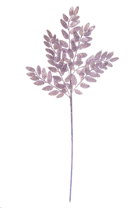 29.5" Glittered Leaf Spray Ice Purple