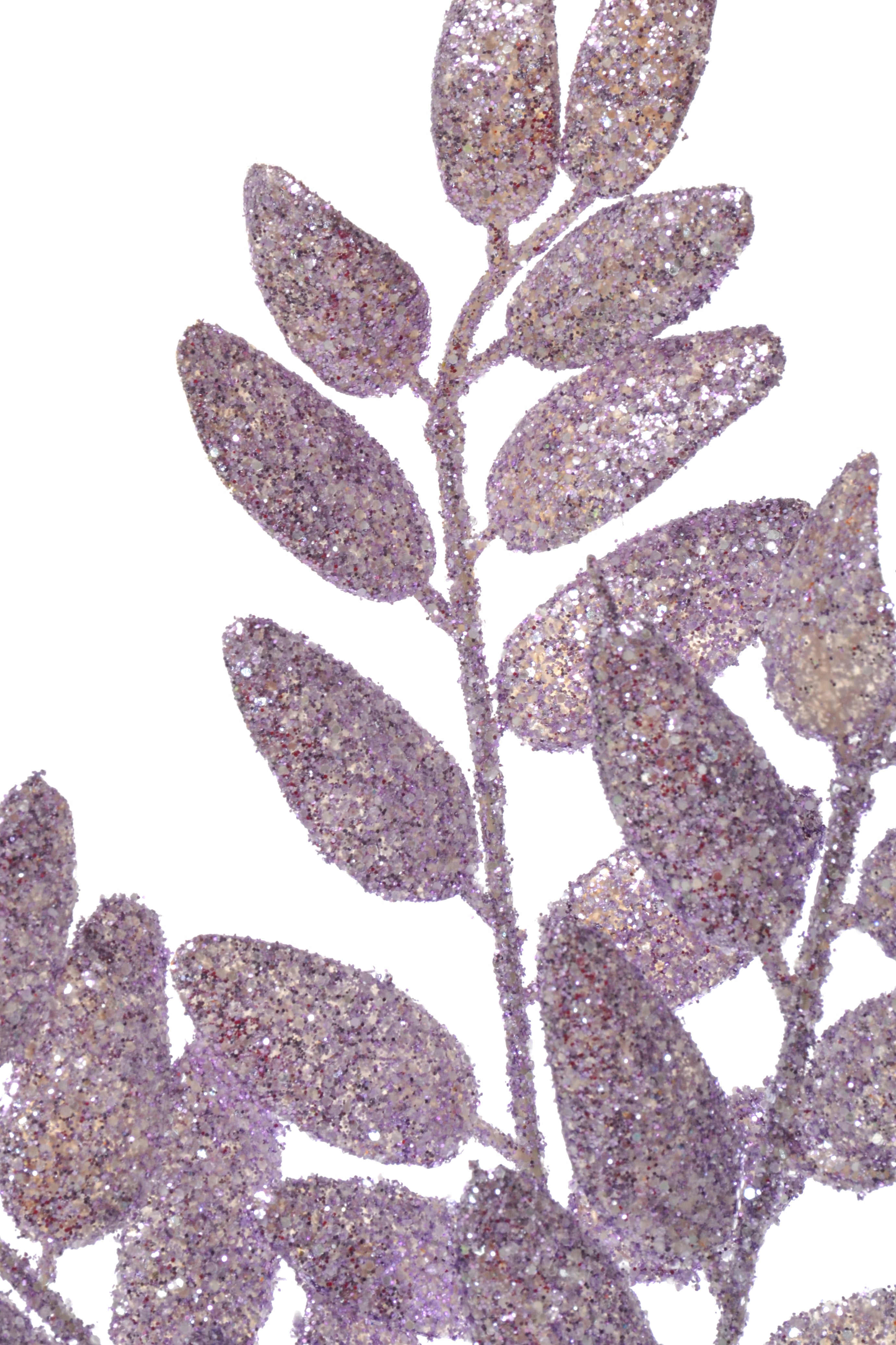 29.5" Glittered Leaf Spray Ice Purple