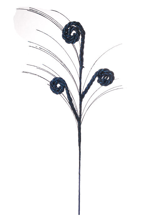 27" Glitter Curly Spray Dark Blue