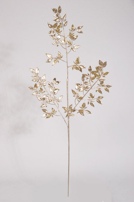 36" Glitter Mini Privet Leaf Spray Champagne