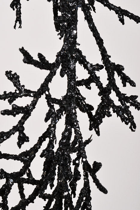24" Glitter Twig Hanging Spray Black