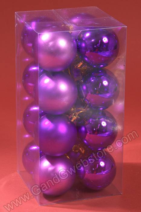 60mm Shiny & Matt Plastic Ball Purple Bx/16