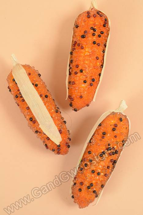 6" Beaded Corn Box Orange/black Pkg/3
