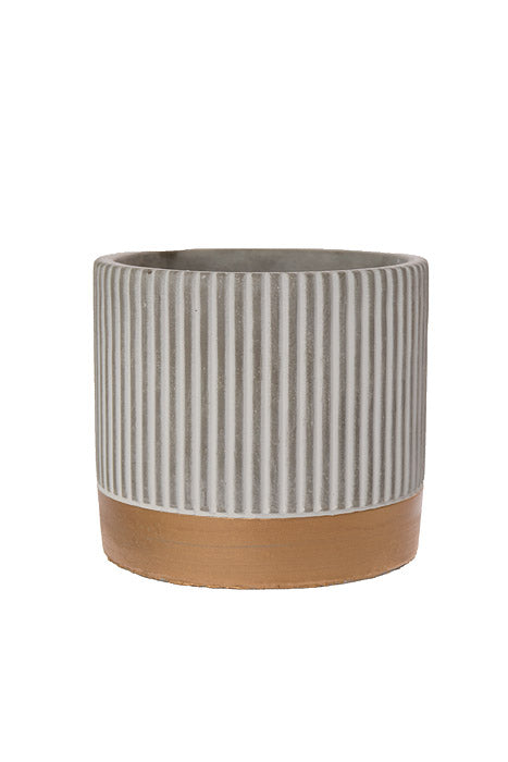 4.75" X 4.25" Round Pot Gray/Gold