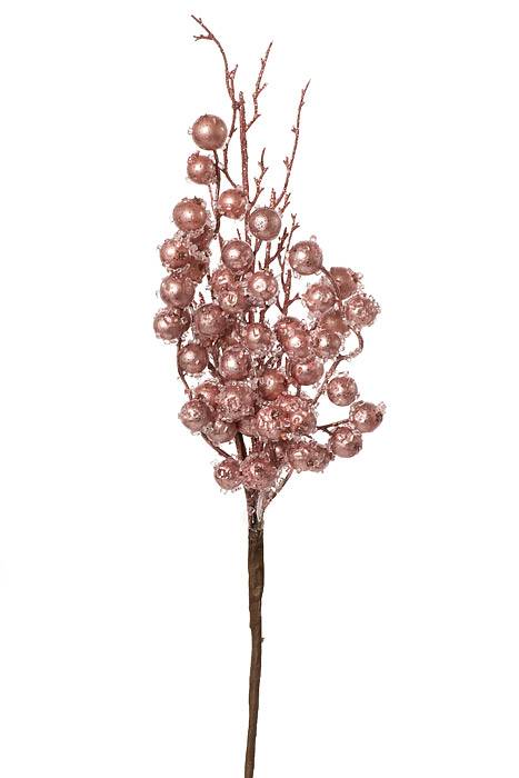 18" Bead/metalic Berry Twig Spray Pink