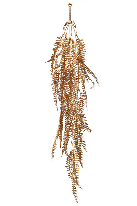 31.5" Metallic Fern Hanging Bush Gold