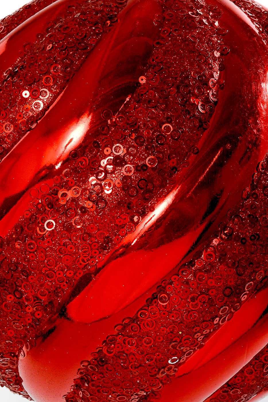 300Mm Plastic Pumpkin Ball With Glitter/Sequin Ornament Red