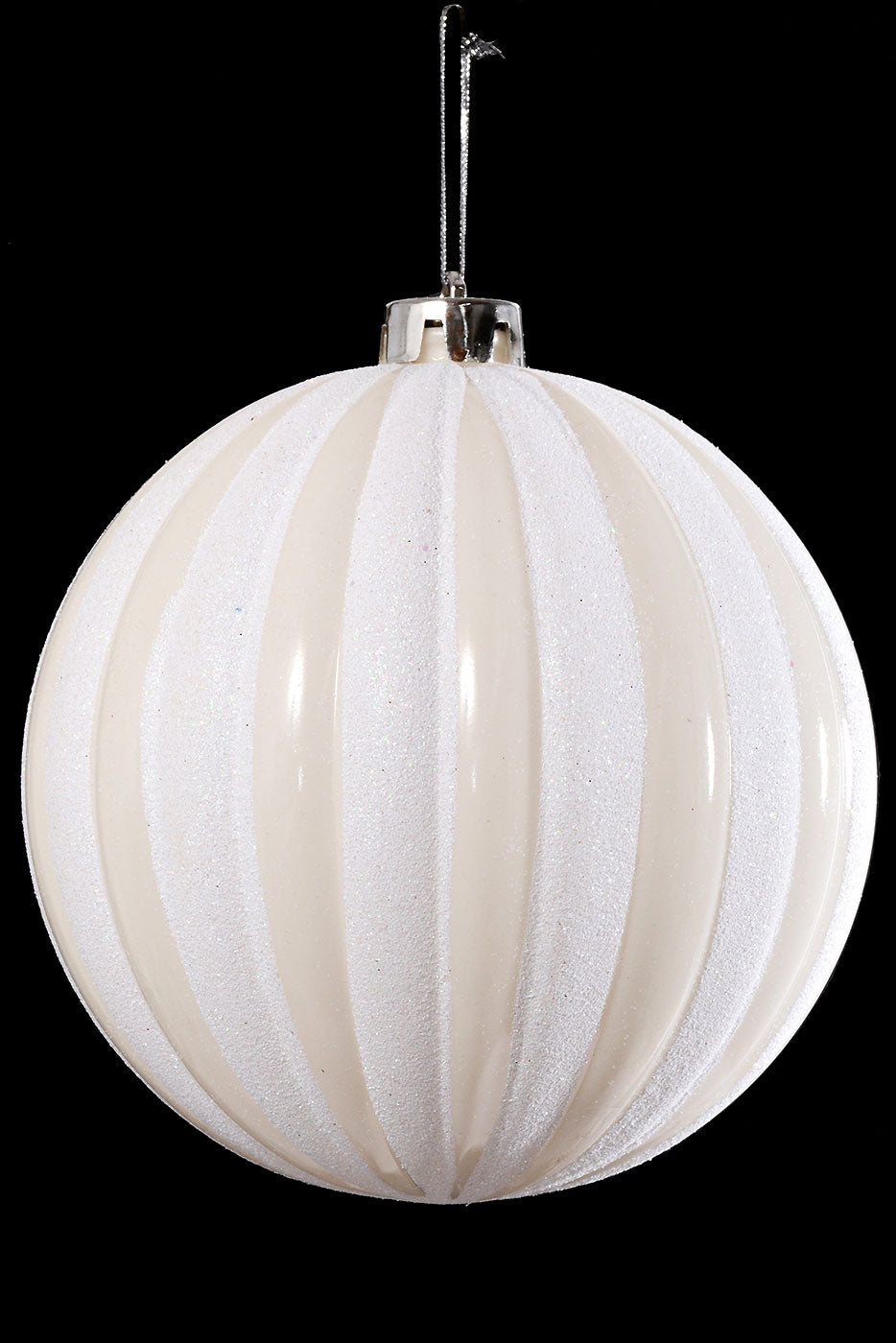 150MM Plastic Pumpkin W/Glitter Ball Ornament White