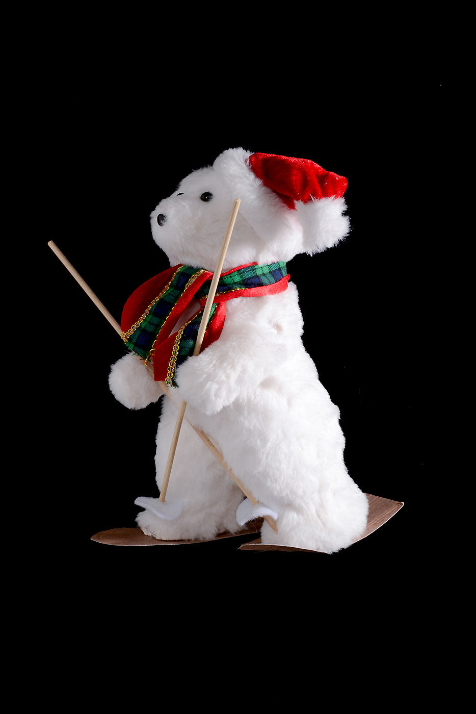 12" Polar Bear with Scarf/Sleigh White