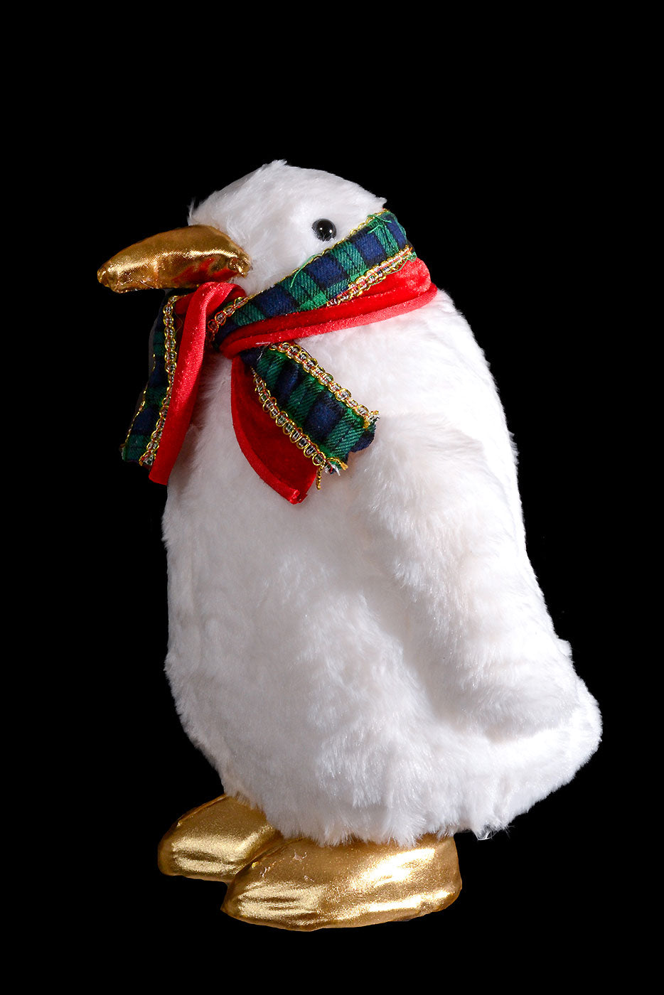 12" Standing Penguin with Scarf White/Gold