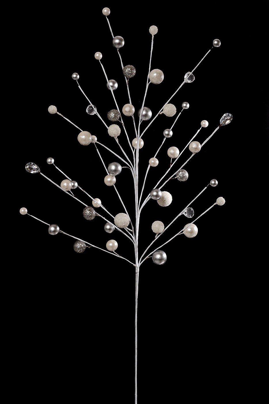 29" Bead/Crystal/Pearl/Ball Spray Silver