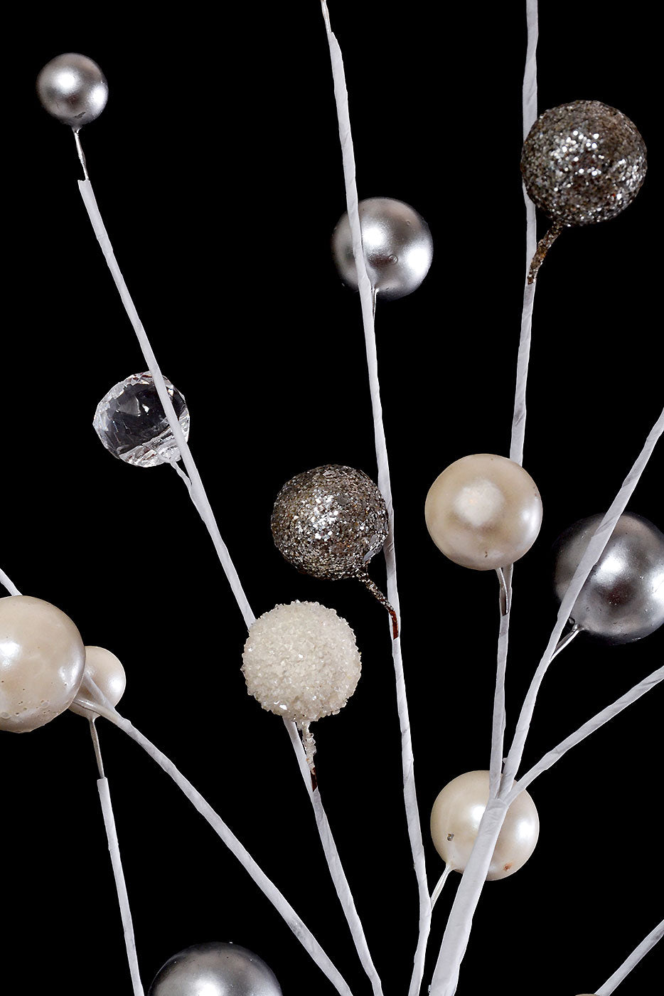 29" Bead/Crystal/Pearl/Ball Spray Silver