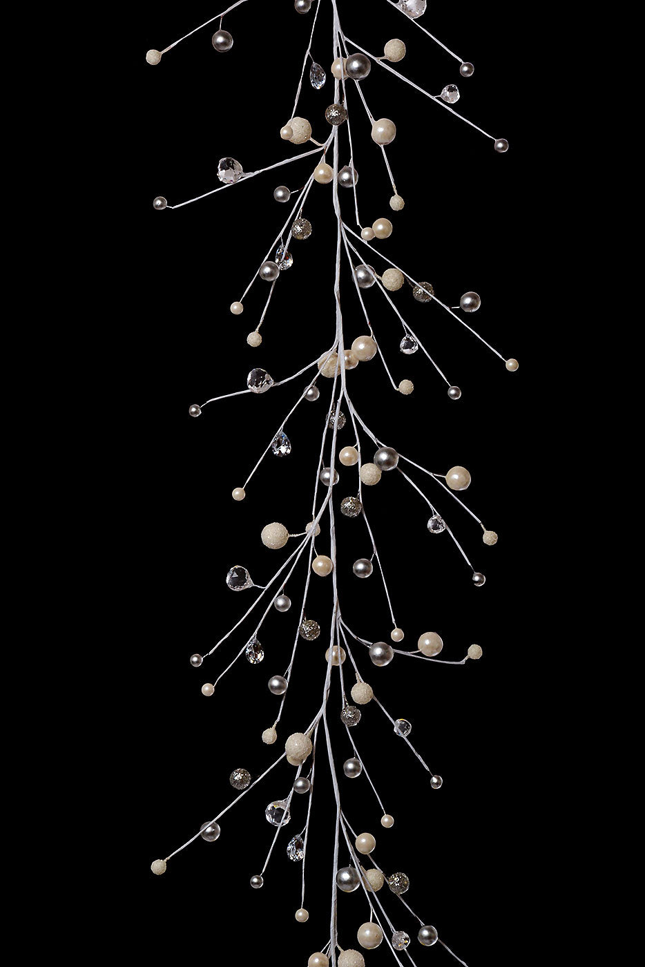 59" Bead/Crystal/Ball Garland Silver/White
