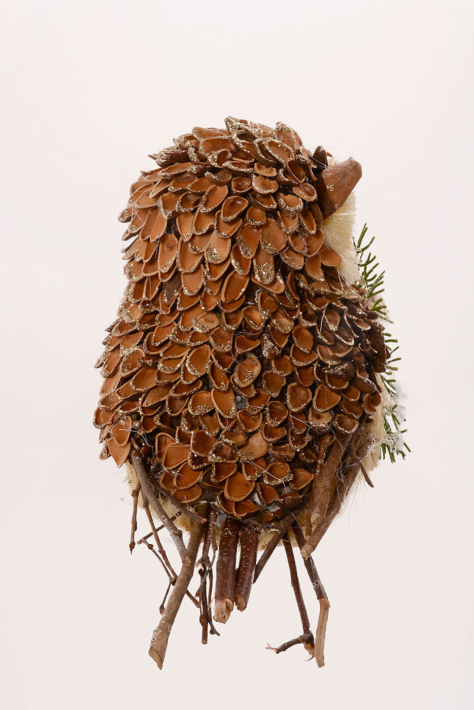 6" Owl W/Pinecone Natural
