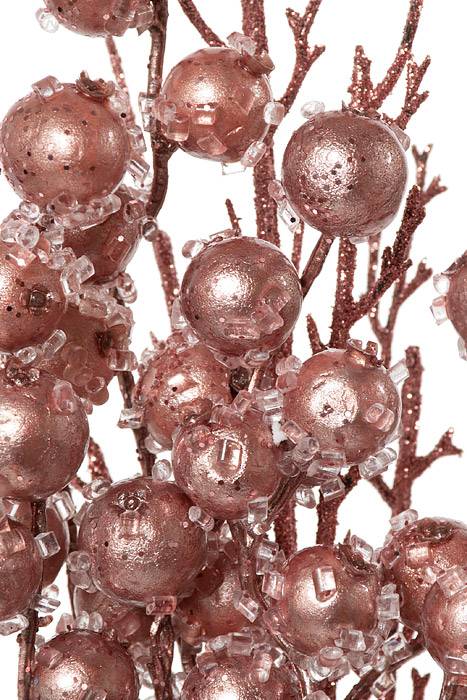 18" Bead/metalic Berry Twig Spray Pink