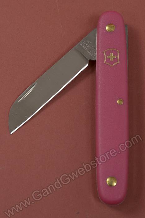 4" Swiss Floral Straight Knife Pink Handle
