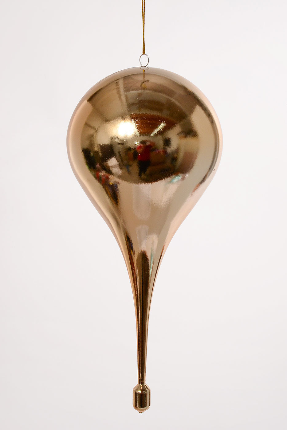 13" Plastic Teardrop Hanging Ornament Champagne