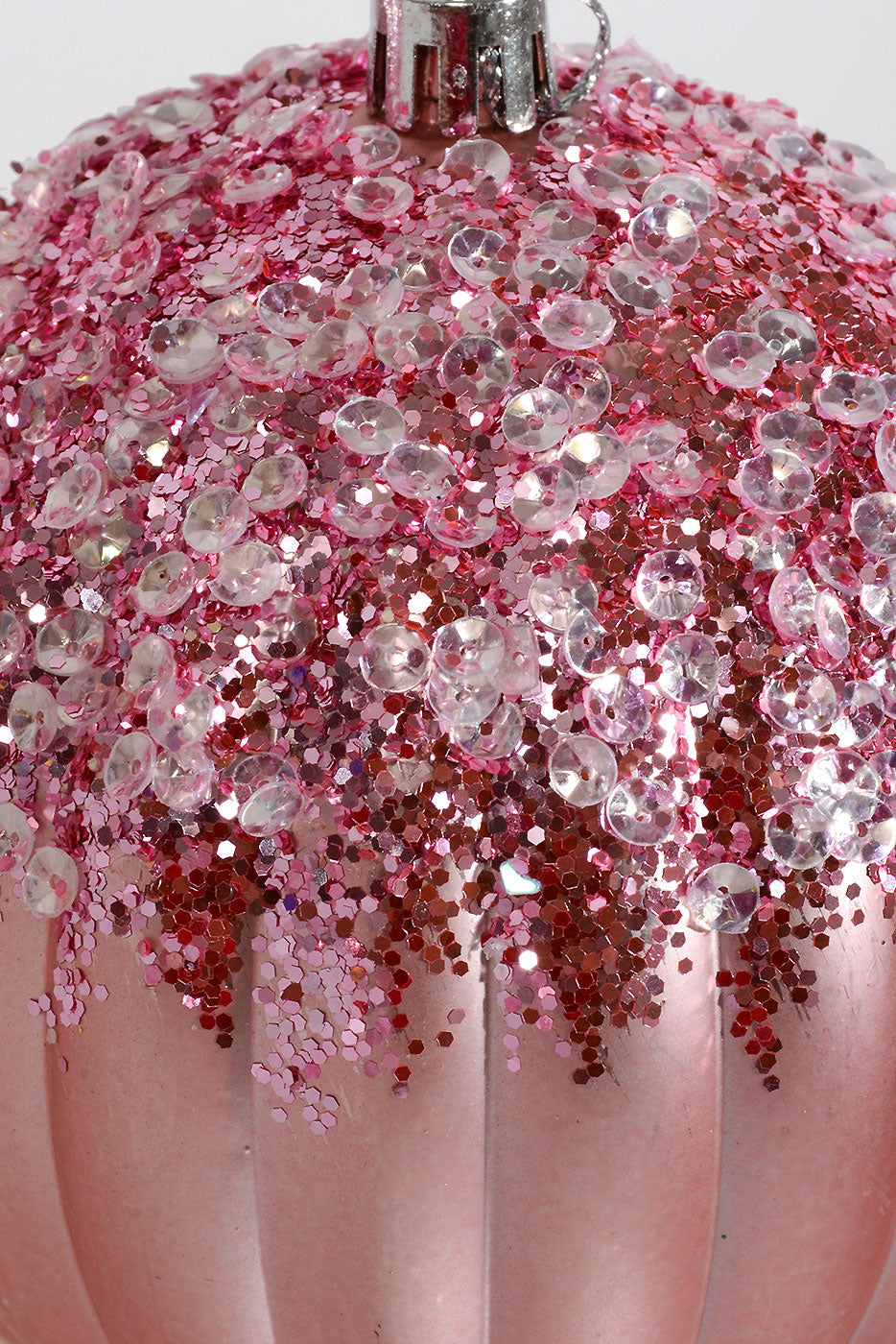 100Mm Plastic Pumpkin Shinny/Matt Sequin Ornament Pink Box-4